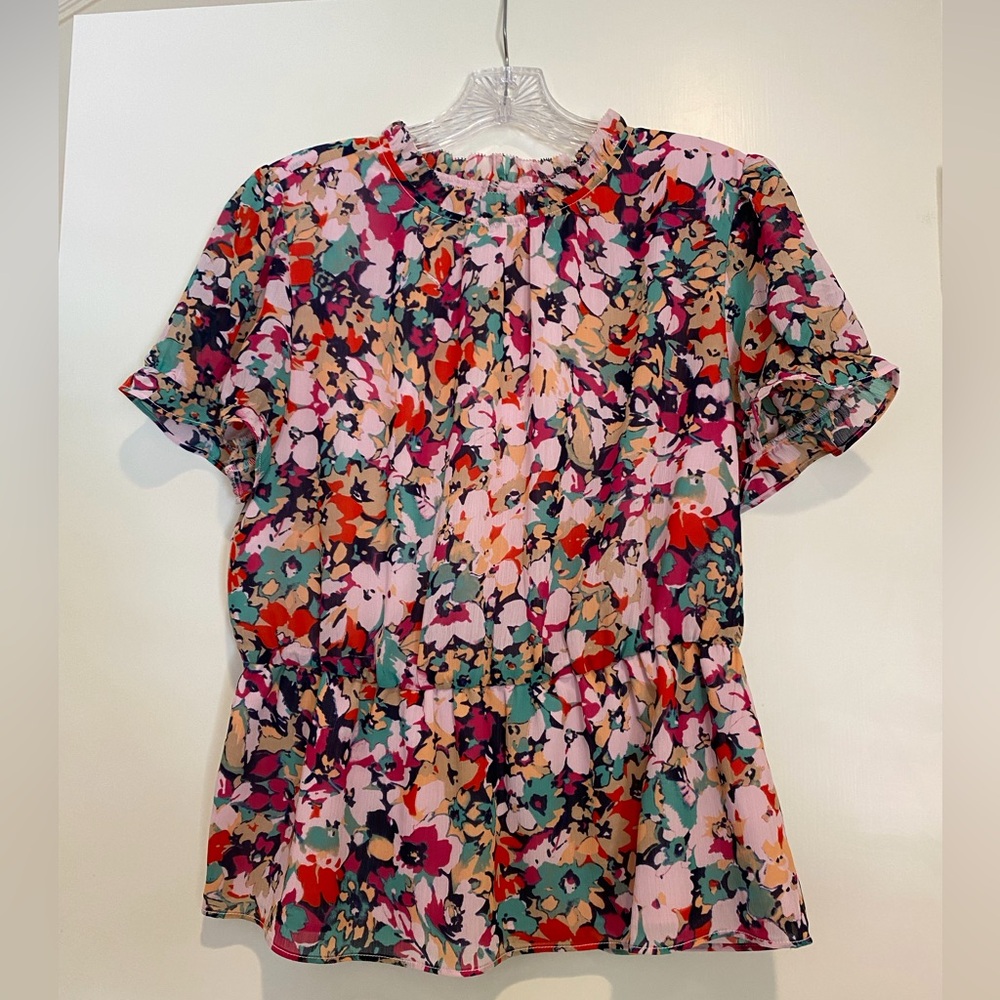 J Crew floral peplum top blouse